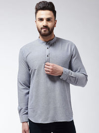 SOJANYA Men Grey Checked Straight Kurta