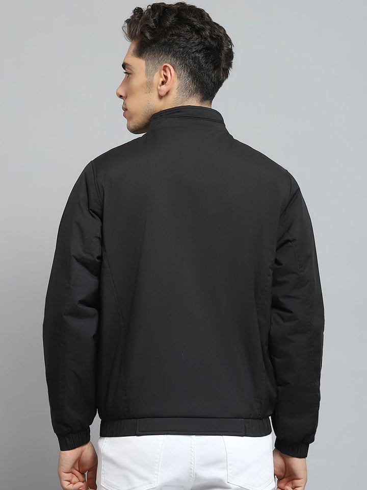 Monte Carlo Men Mock Collar Solid Cotton Casual Lightweight Bomber Jacket