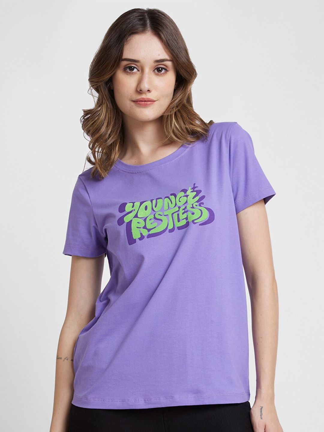 SPYKAR Typography Printed Cotton T-shirt