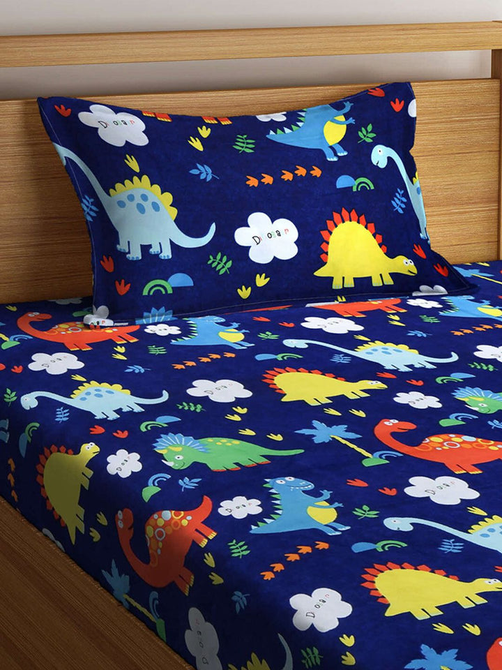 Watak Kartun KLOTTHE Biru & Pelbagai Warna 210 TC Cadar Bujang dengan 1 Sarung Bantal