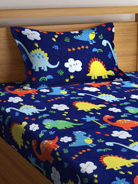 Watak Kartun KLOTTHE Biru & Pelbagai Warna 210 TC Cadar Bujang dengan 1 Sarung Bantal