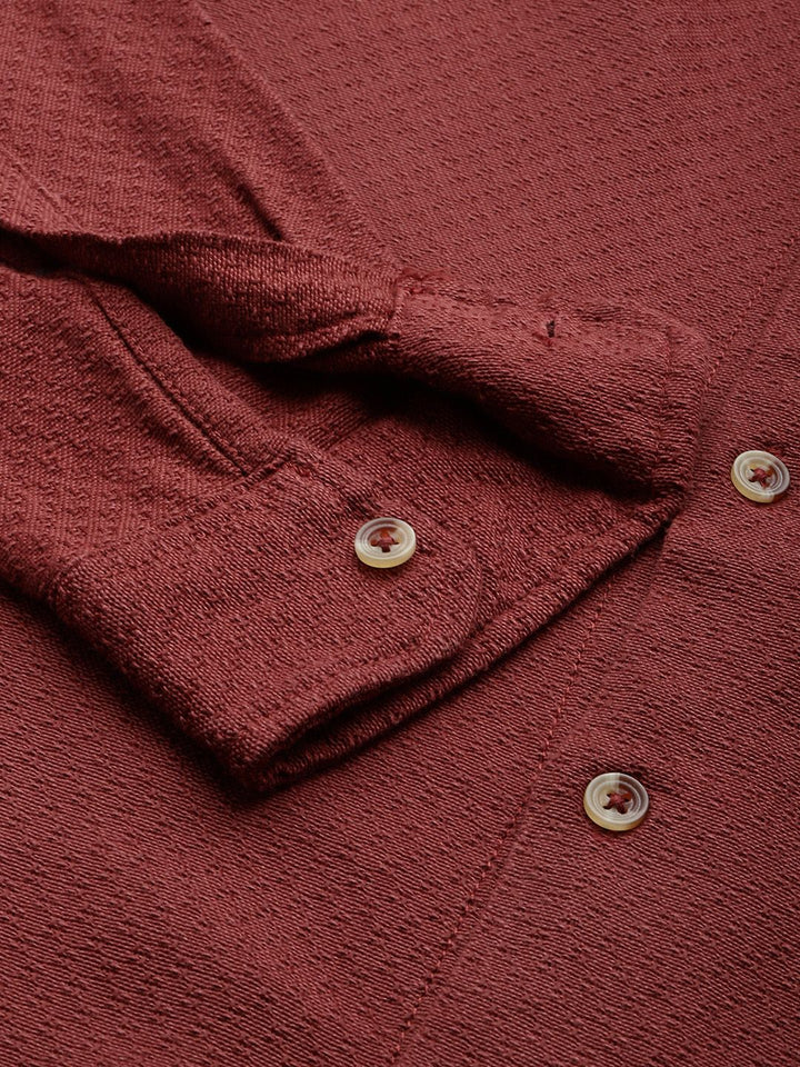 The Indian Garage Co Men Relaxed Fit Solid Dobby Resort Wear Shirt