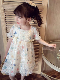 YK Girls Floral Fit & Flare Dress