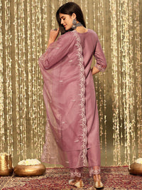 Indo Era Yoke Design Regular Thread Work Kurta with Trousers & With Dupatta