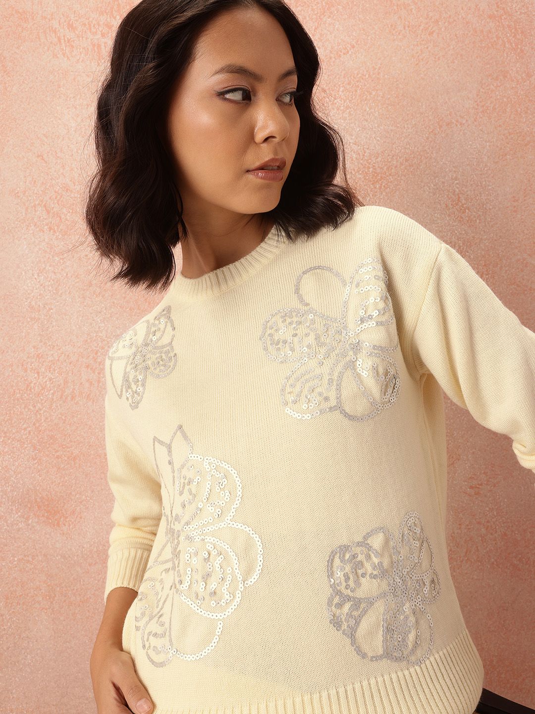 all about you Acrylic Pullover with Sequined Detail