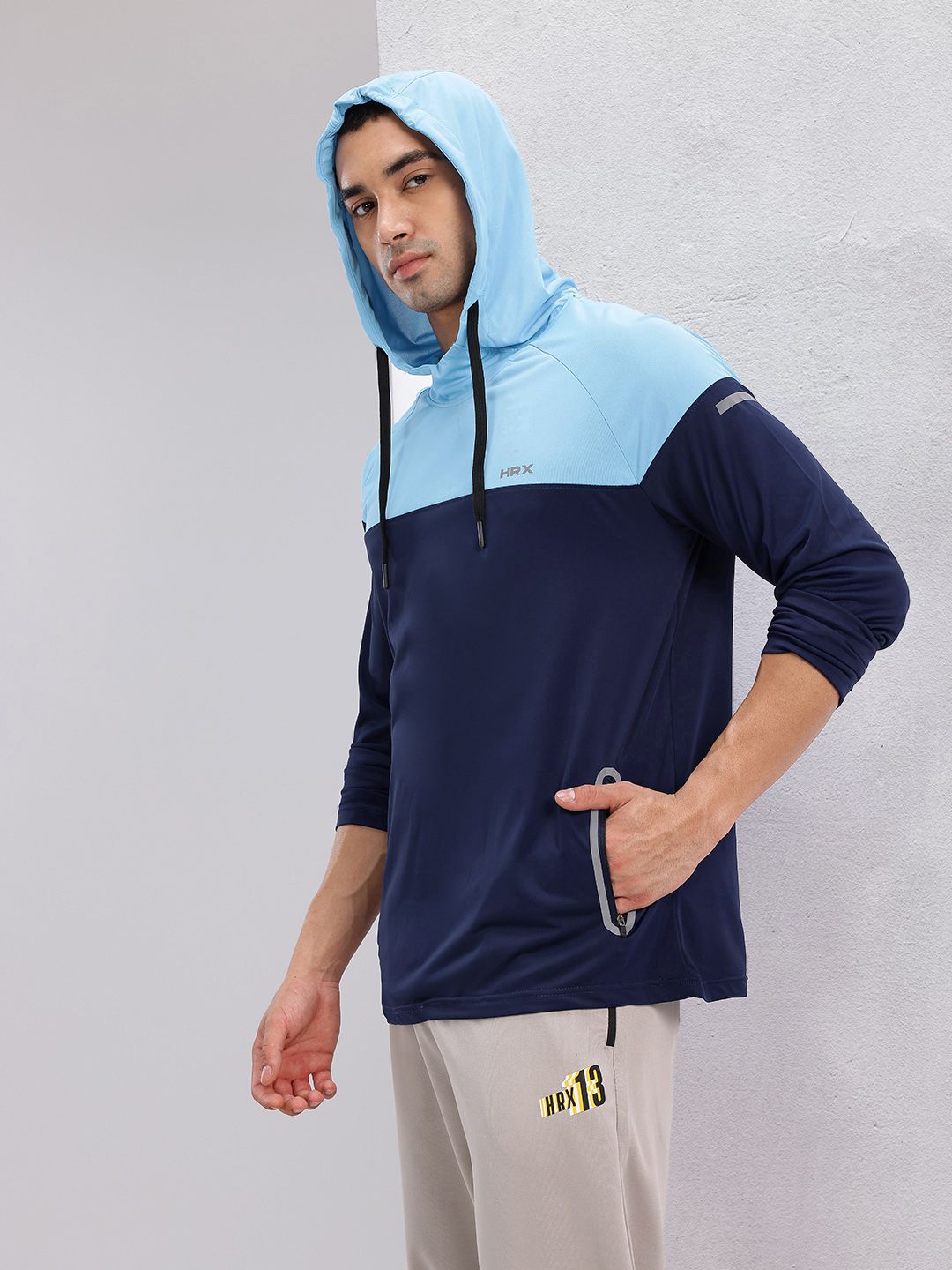 HRX by Hrithik Roshan Colourblocked Hooded Running T-shirt
