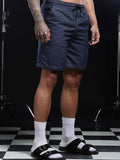 Eszett Lelaki Blue Relexed Fit Pure Cotton Denim High-Rise Shorts Dengan Teknologi Cepat Kering