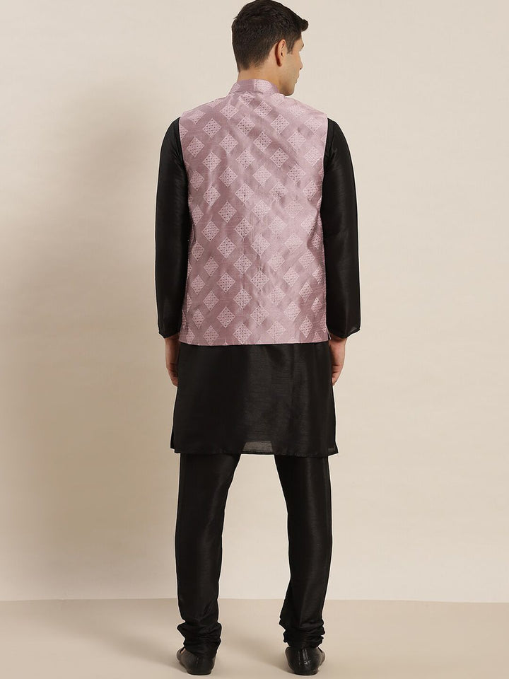 SOJANYA Mandarin Collar Regular Kurta With Churidar & Nehru Jacket