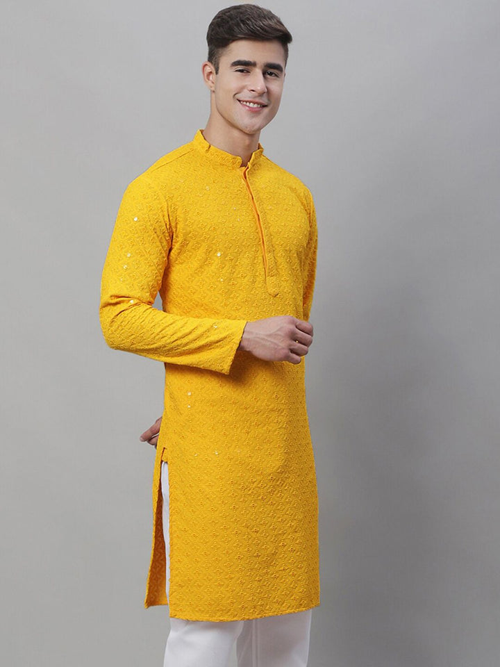SOJANYA Ethnic motif Embroidered Sequined Pure Cotton Kurta