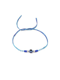 NVR Unisex Set of 2 Blue Evil Eye Artificial Beads Thread Rakhi with Roli Chawal