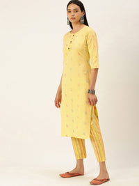 KALINI Geometric Woven Design Regular Kurta With Trousers