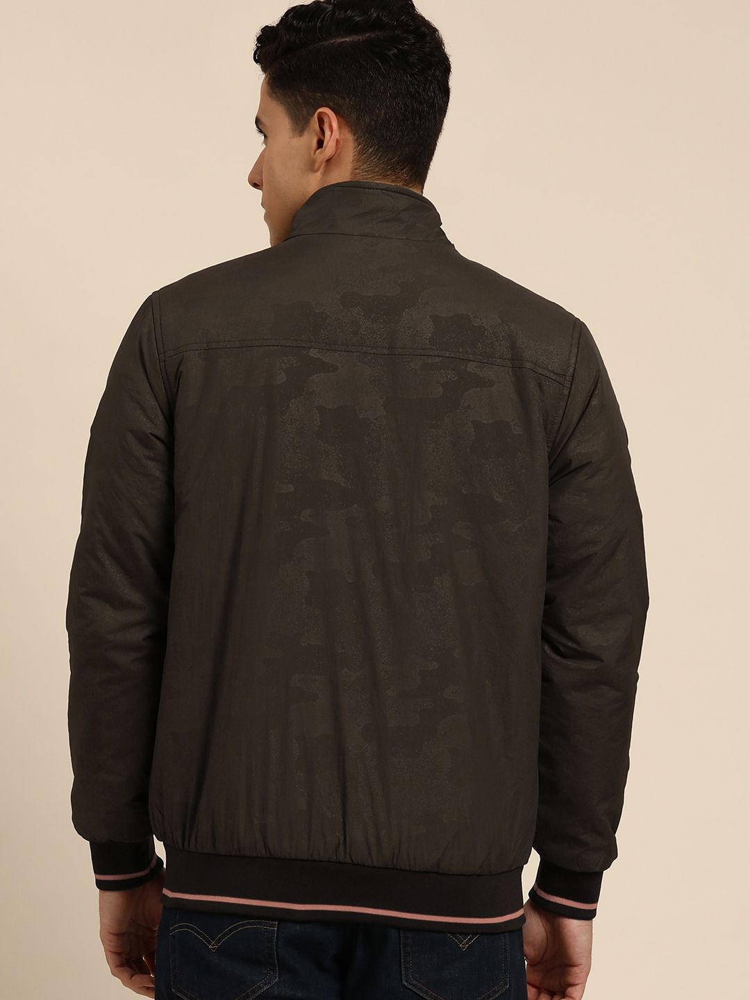 Being Human Clothing Men Mock Neck Bomber Jacket