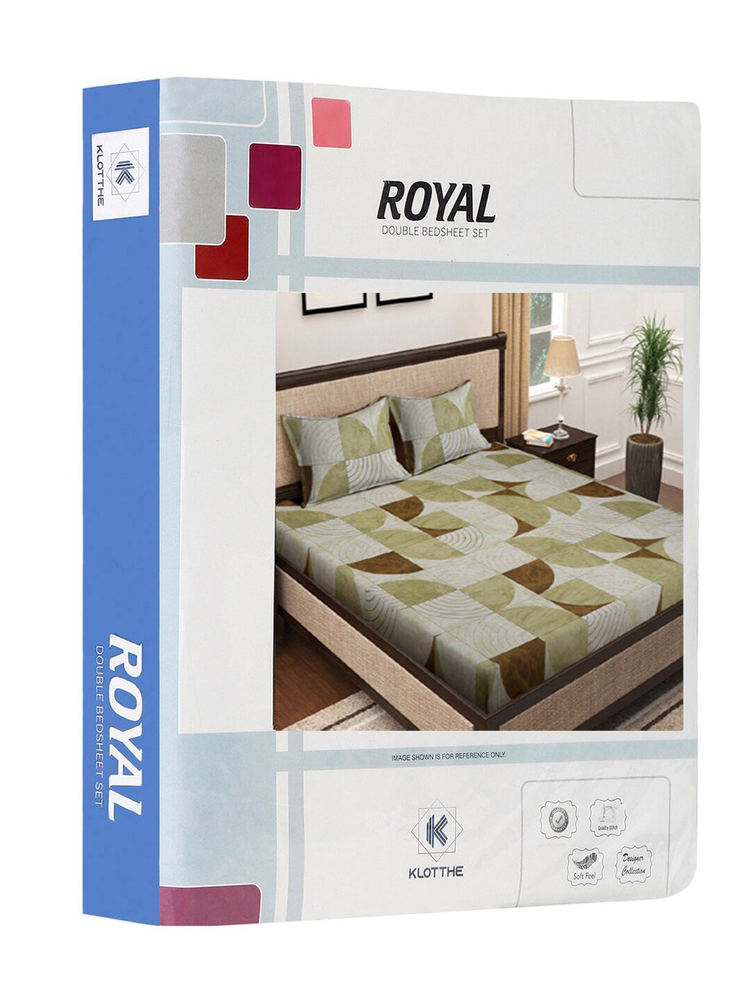 KLOTTHE Olive & Brown Printed 400 TC Pure Cotton Super King Bedsheets with 2 Pillow Cover