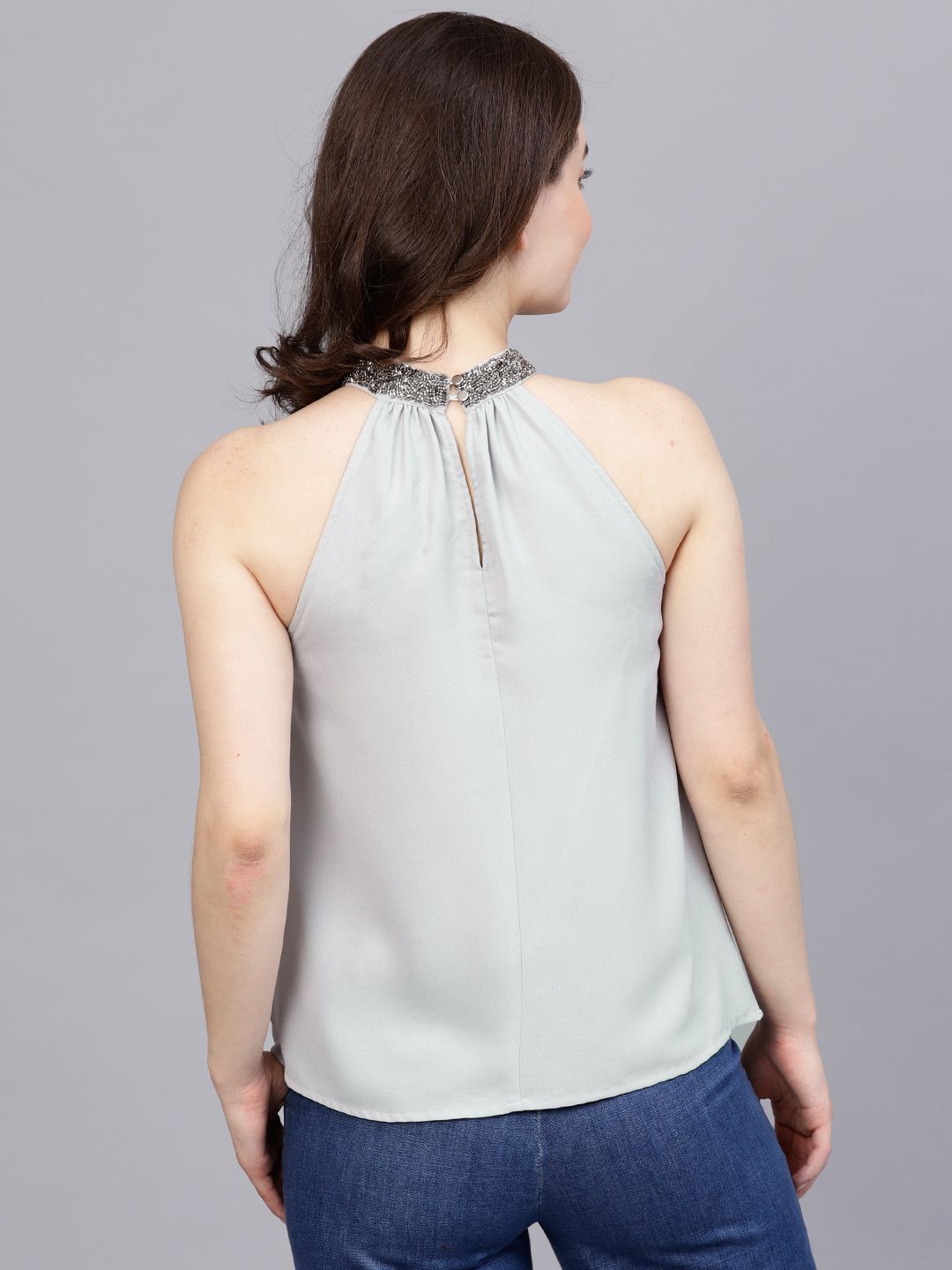 STREET 9 Grey Round Neck A-Line Top