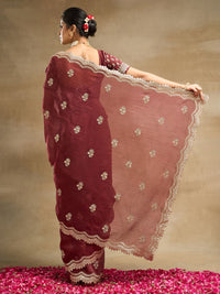 kasee Floral Embroidered Pure Silk Saree