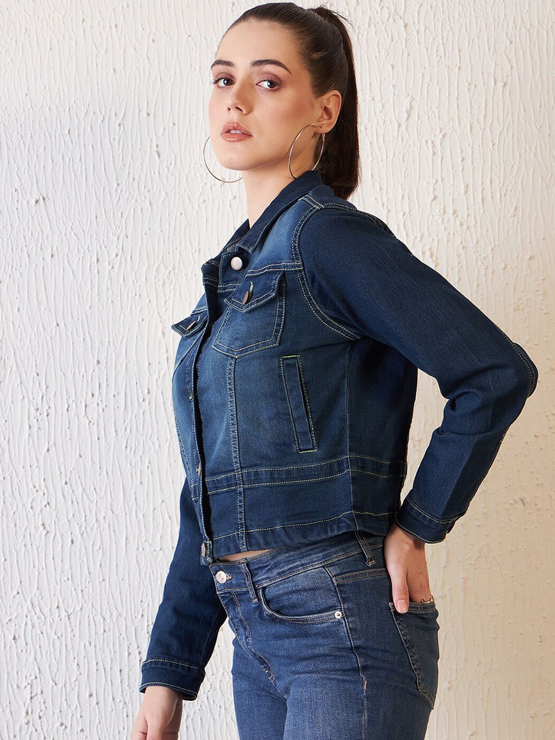 Antheaa Blue Washed Baggy Fit Denim Jacket