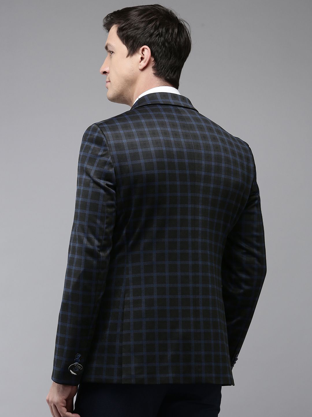 Park Avenue Checked Notched Lapel Slim Fit Single Breasted Formal Blazer