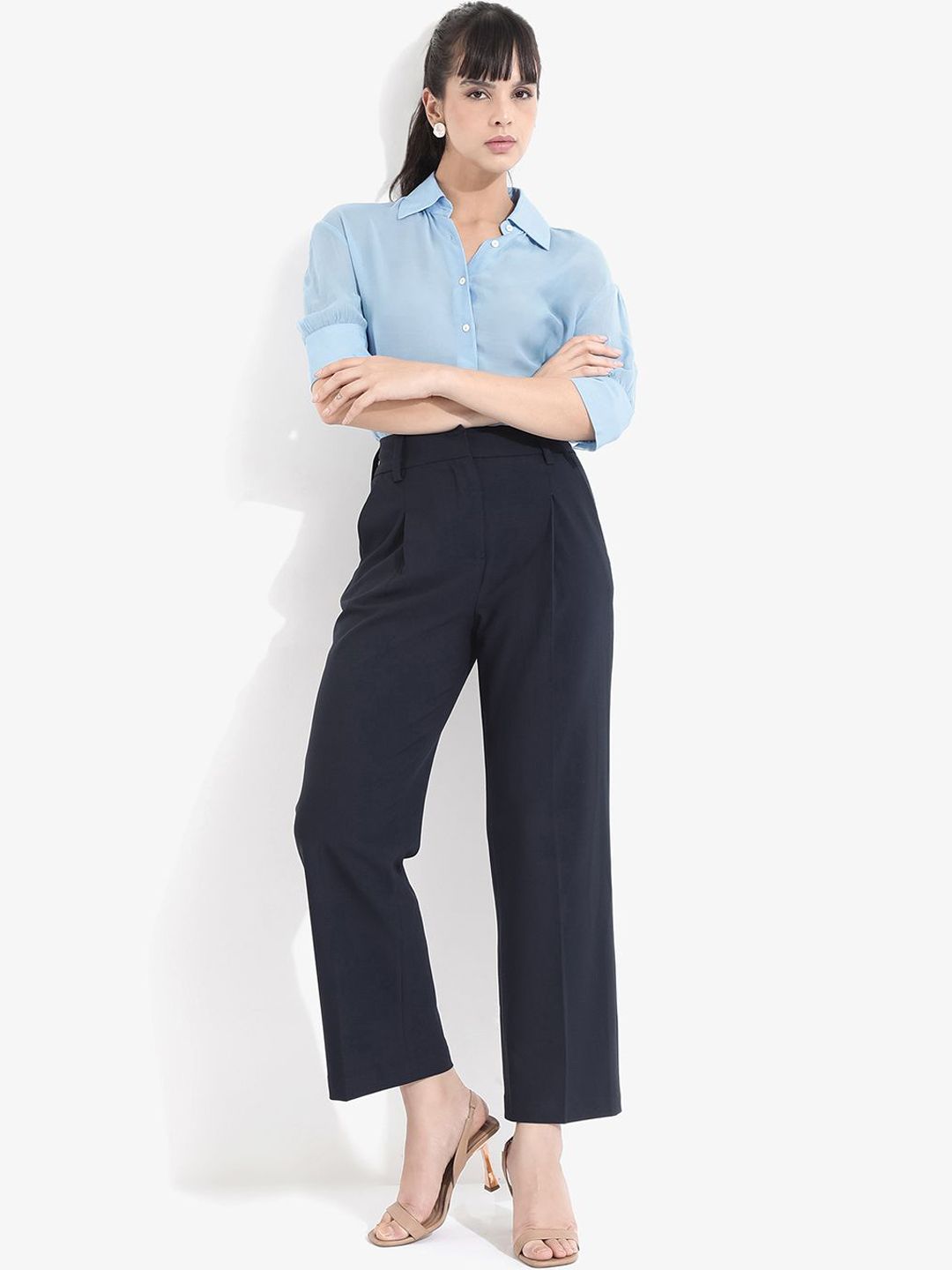 RAREISM Women Straight Fit High-Rise Trousers