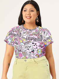 Berrylush Women Pink Conversational Printed T-shirt