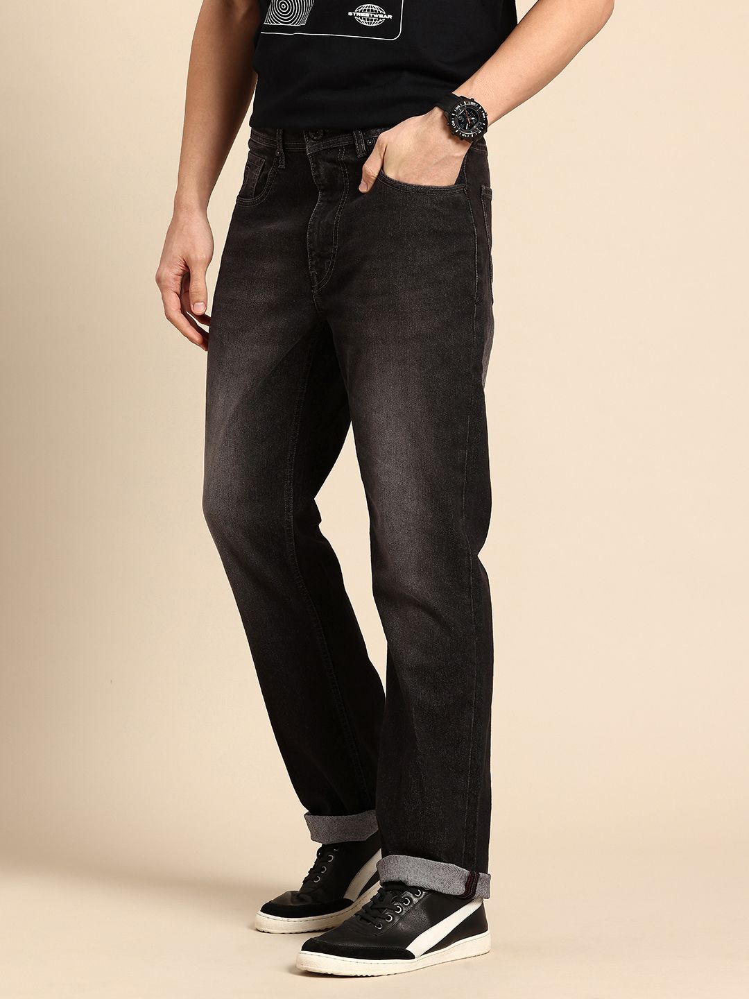 Being Human Men Bootcut Light Fade Stretchable Jeans