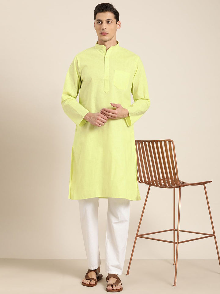 SOJANYA Men Lime Green Kurta