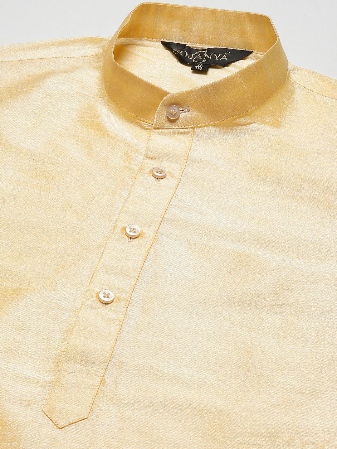 SOJANYA Men Gold-Toned Kurta with Churidar with Nehru Jacket