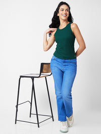SPYKAR Self Design Round Neck Sleeveless Cotton T-shirt
