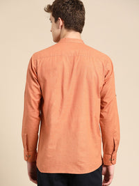 DENNISON Men Mandarin Collar Roll-Up Sleeves Kurta