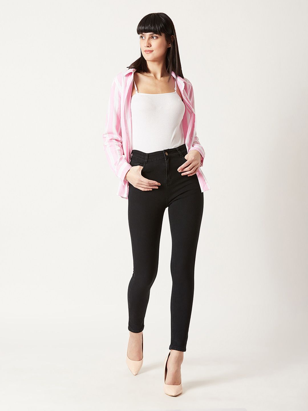 Miss Chase Women Black Skinny Fit High-Rise Clean Look Jeans