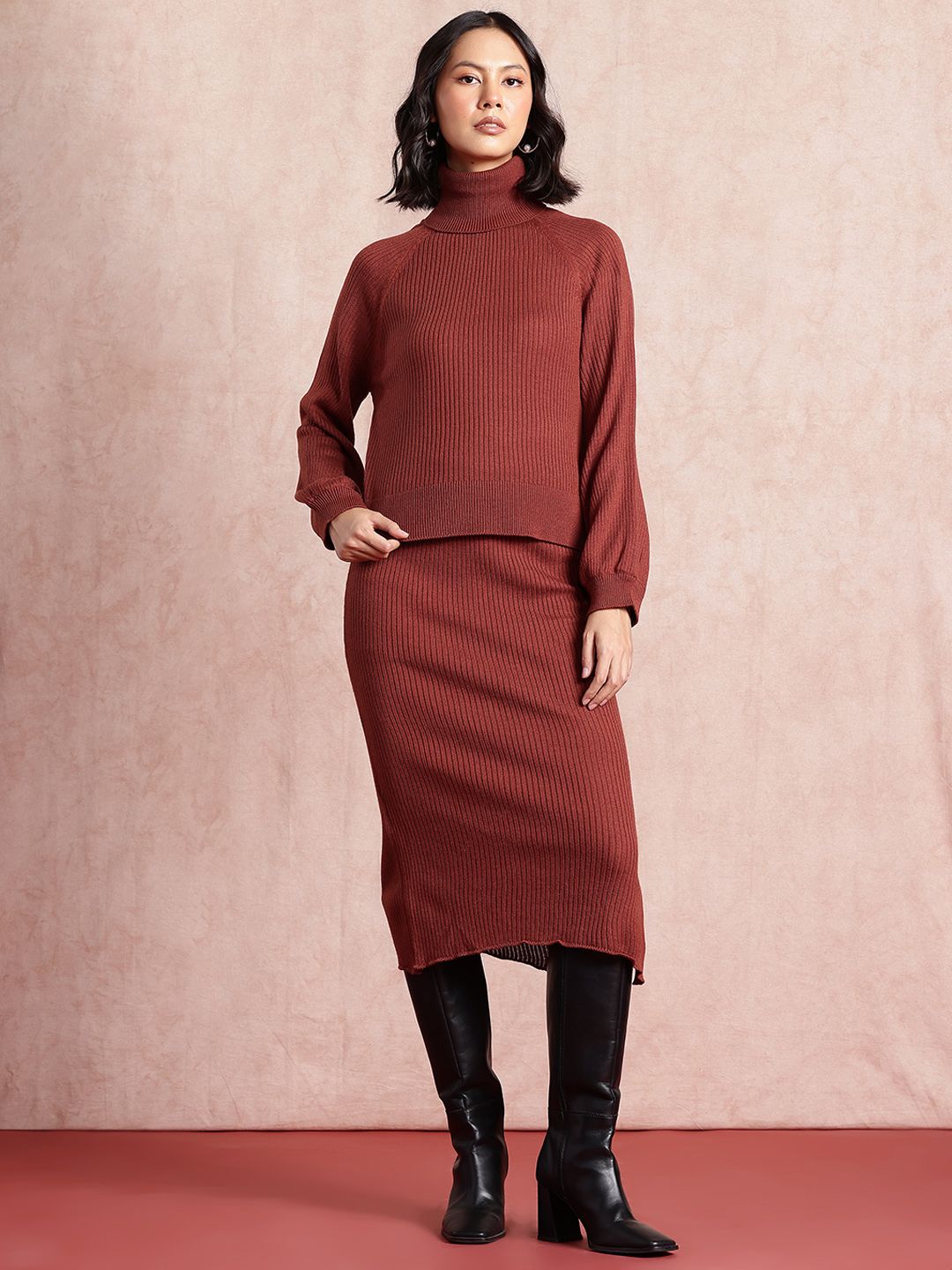 all about you Acrylic Ribbed Winter Co-Ord Set