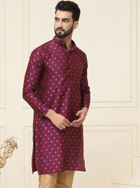 SOJANYA Men Maroon Woven Design Kurta Lurus
