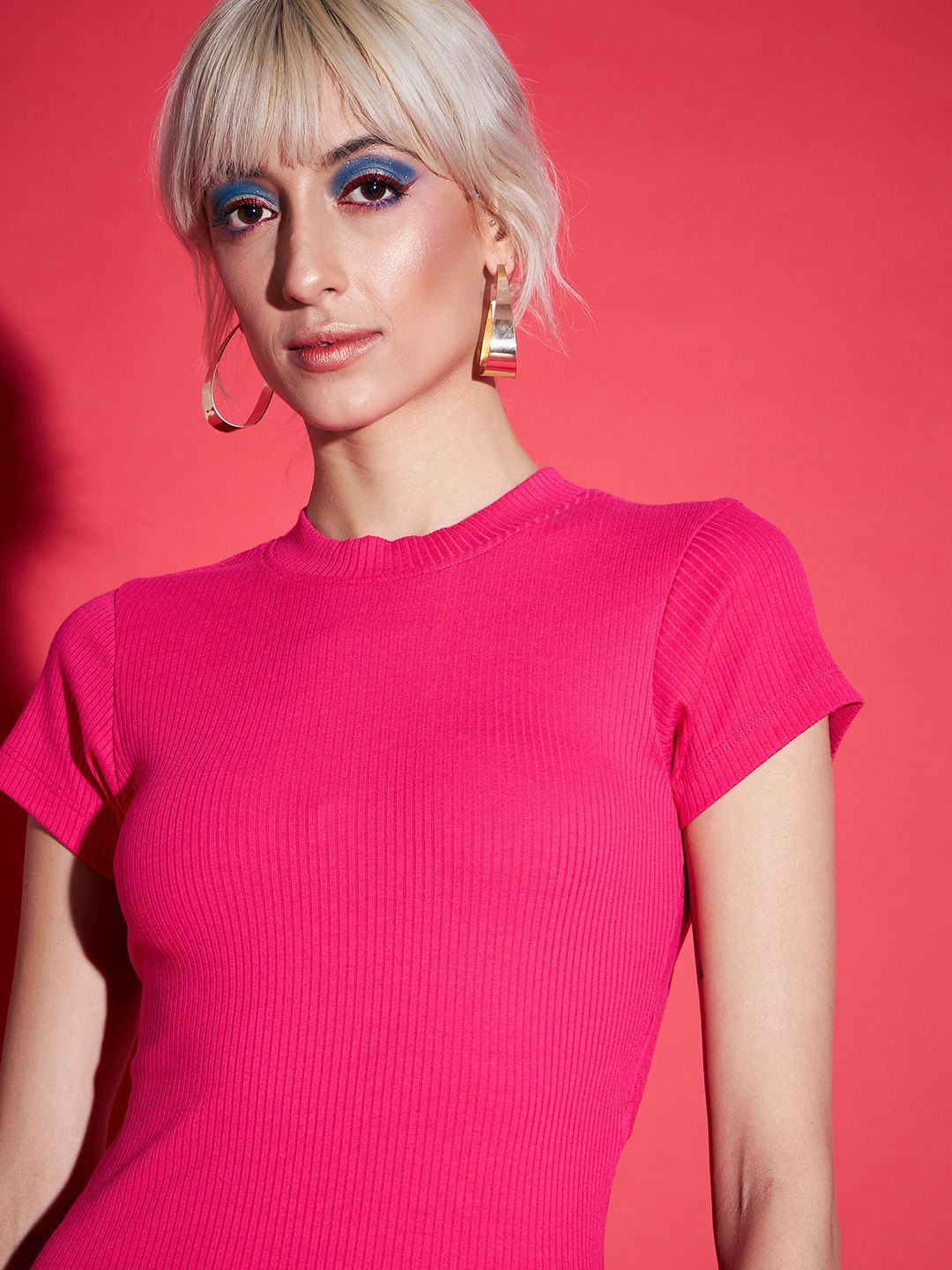 SASSAFRAS Magenta Cut Out Mini Sheath Dress