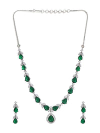 Priyaasi Silver-Plated AD-Studded Jewellery Set