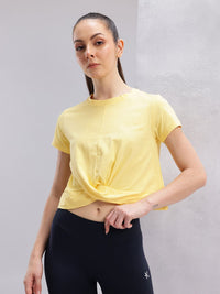 HRX by Hrithik Roshan Twisted Front Cotton Cropped Yoga T-shirt