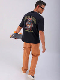 The Indian Garage Co Men Back Printed Boxy Oversized Round Neck T-shirt