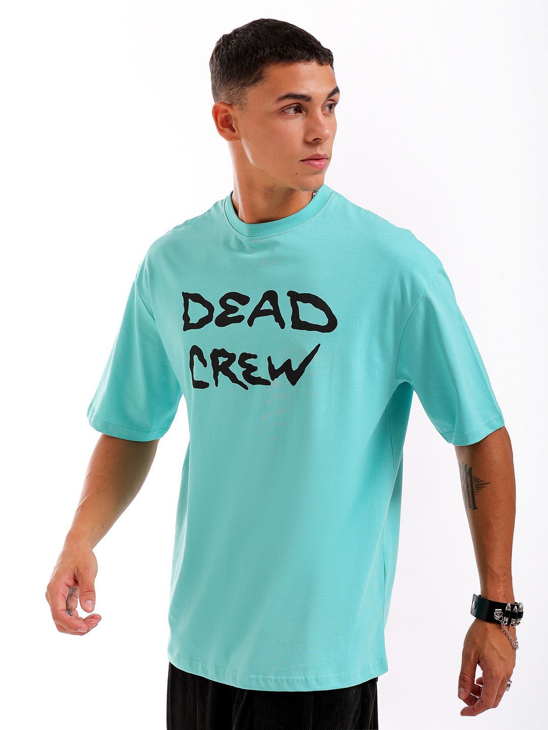 The Indian Garage Co Men Back Printed Round Neck Boxy Oversized T-shirt