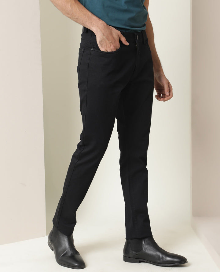 RARE RABBIT Men Poke Mid Rise Cotton Slim Fit Trouser