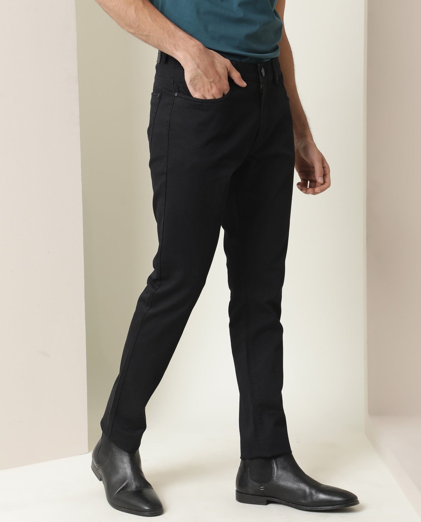 RARE RABBIT Men Poke Mid Rise Cotton Slim Fit Trouser