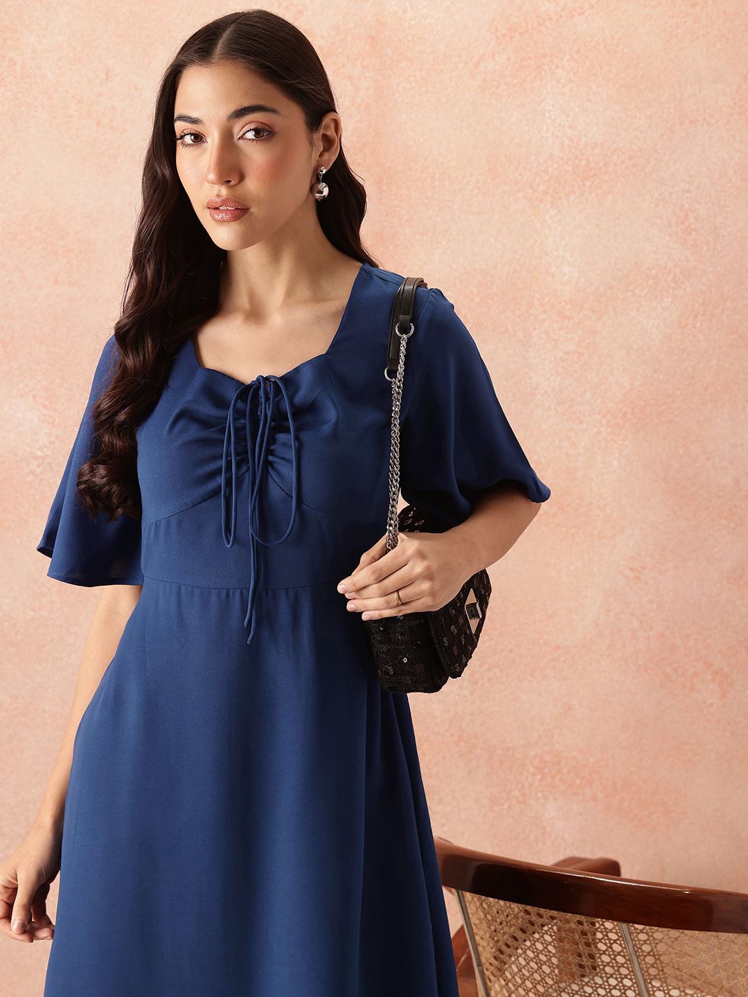 all about you Smocked Flared Sleeve A-Line Dress