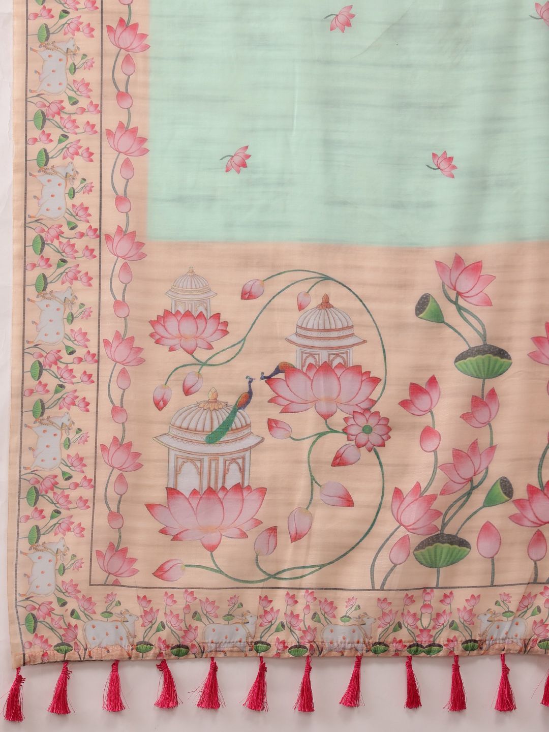 Floral Chanderi Saree With Tassels