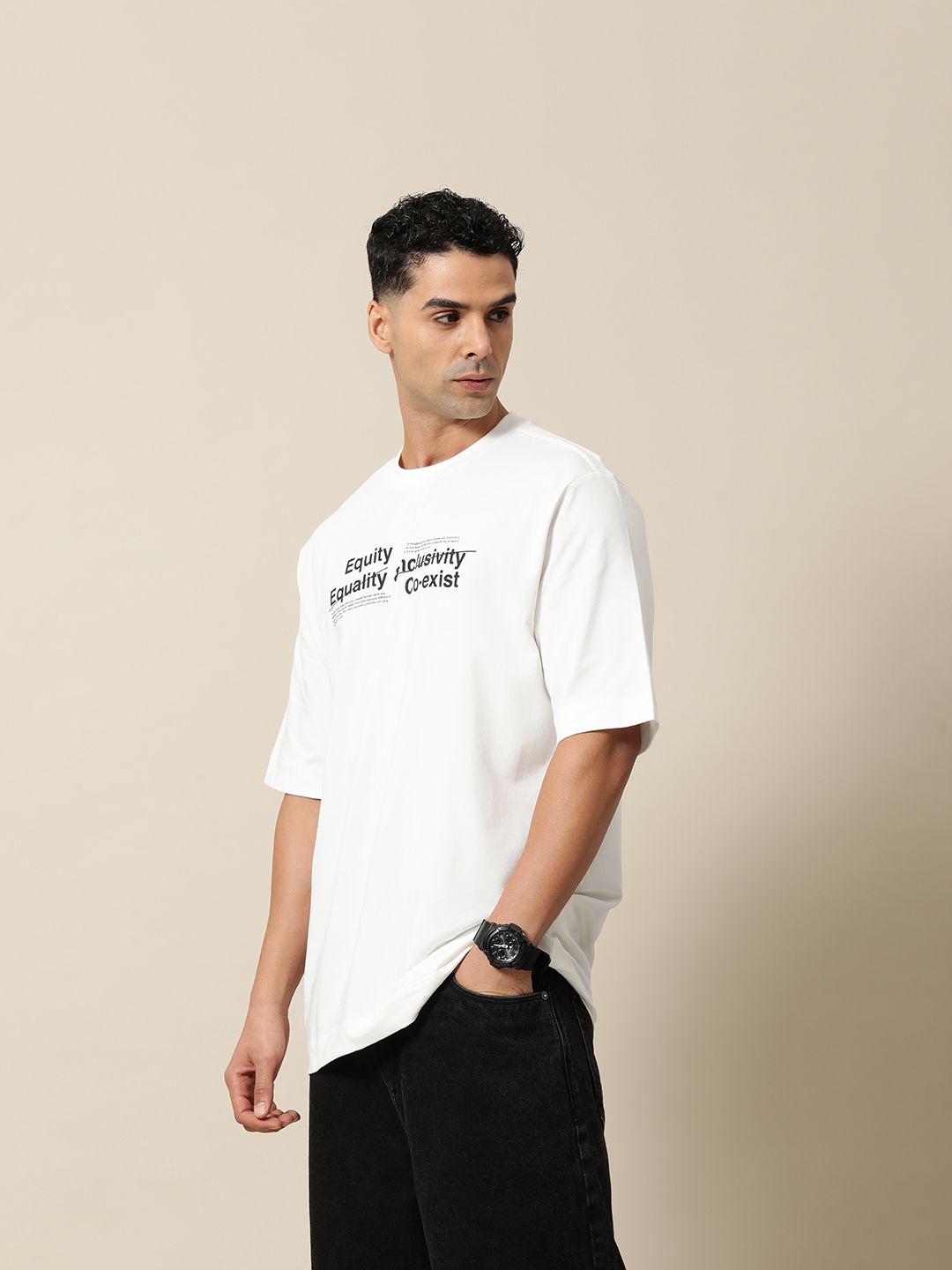 Mr Bowerbird Typography Printed Drop-Shoulder Sleeves Correction Oversized Tee