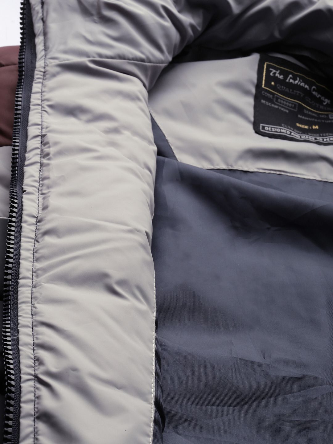 The Indian Garage Co Men Slim Fit Puffer Jacket with Zipper Pockets