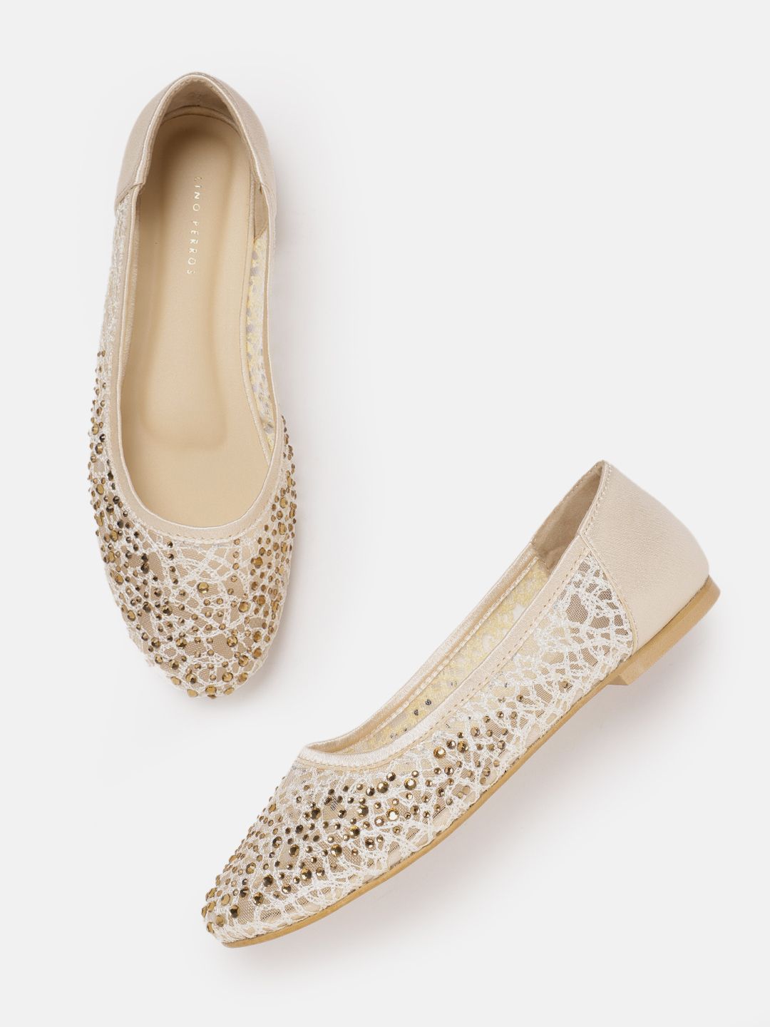 Lino Perros Women Woven Design Embellished Ballerinas