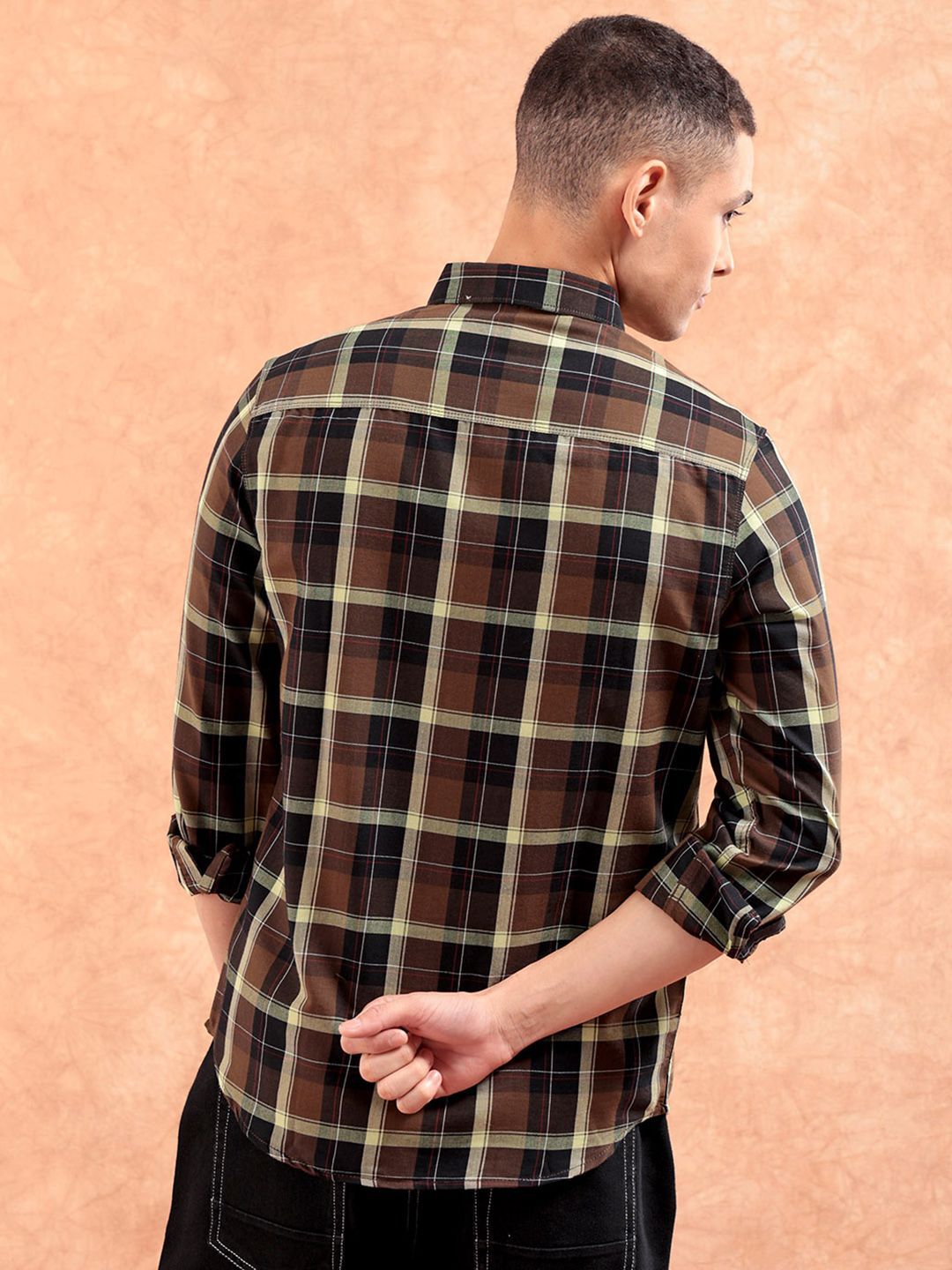 The Indian Garage Co Men Tartan Checked Casual Shirt