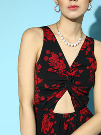 Berrylush Women Black Romantic Florals Dress