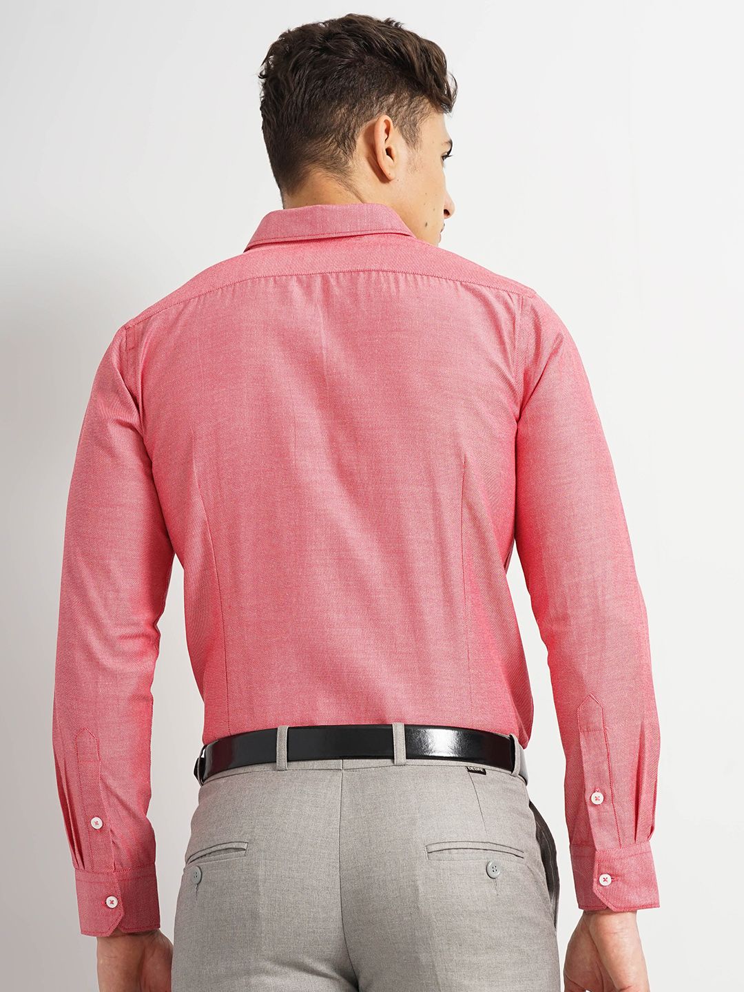 The Indian Garage Co. X Luxe Slim Fit Textured Self Design Cotton Formal Shirt