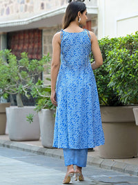 Varanga Bandhani Printed Empire Pure Cotton Anarkali Kurta With Trousers