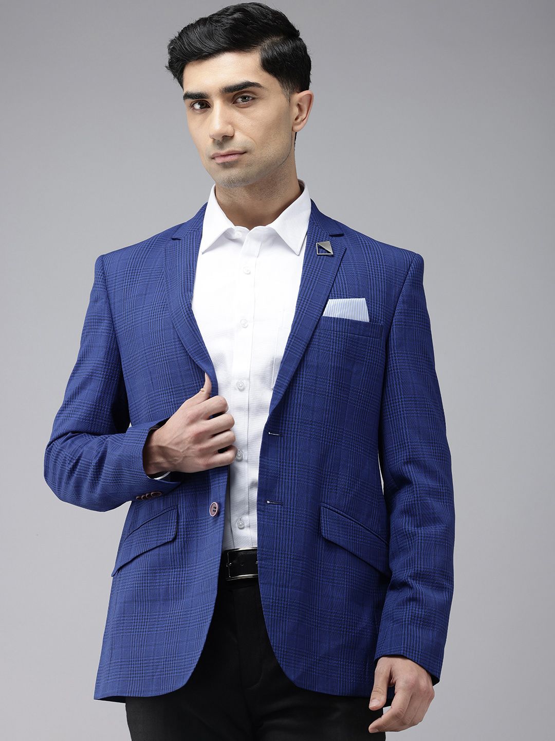Park Avenue Checked Super Slim Fit Single-Breasted Formal Blazers