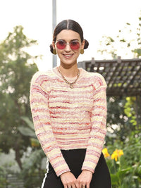 STREET 9 Women Gorgeous Cream Abstract Sweater