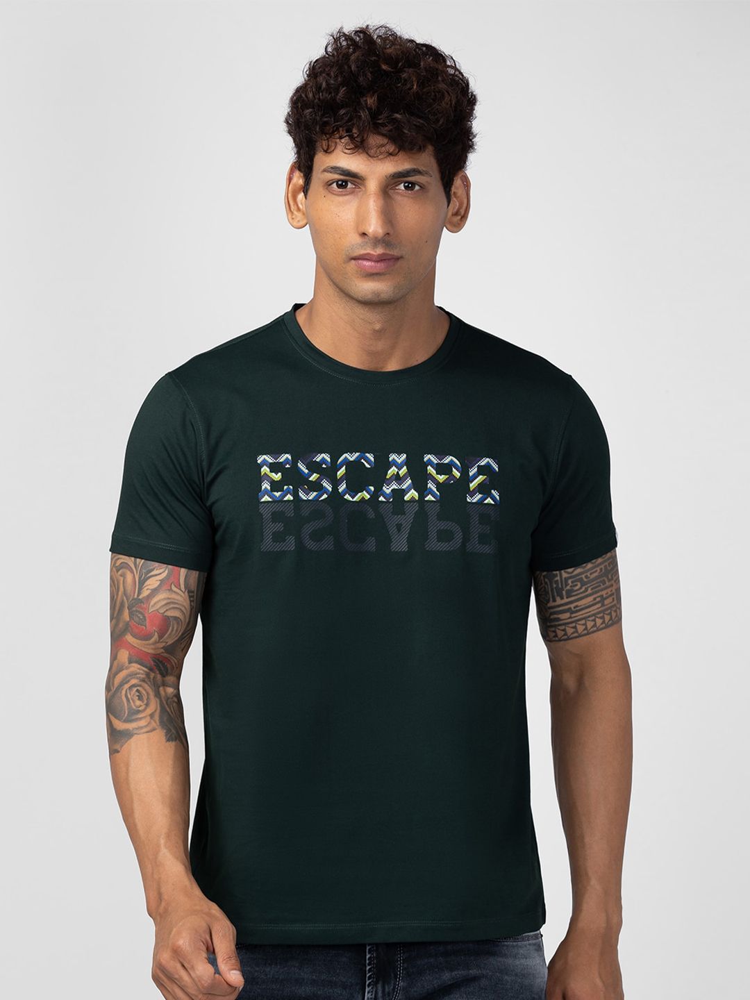 SPYKAR Men Printed Round Neck Slim Fit T-shirt